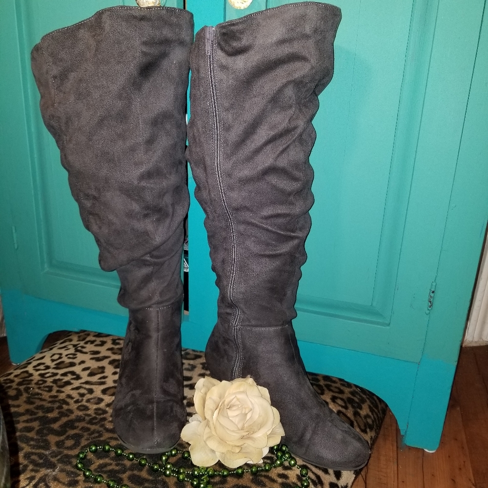 Comfortview gray slouch overknee boots wildcalf 8m - Picture 2 of 8